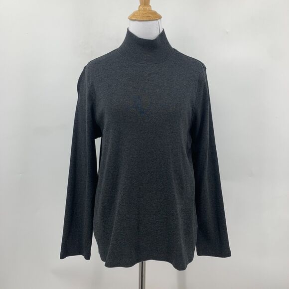 Pendleton Turtleneck Shirt Womens PL Large Petite Dark Gray Long Sleeve Cotton - Picture 2 of 12